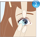 Gently retracting upper and lower eyelids